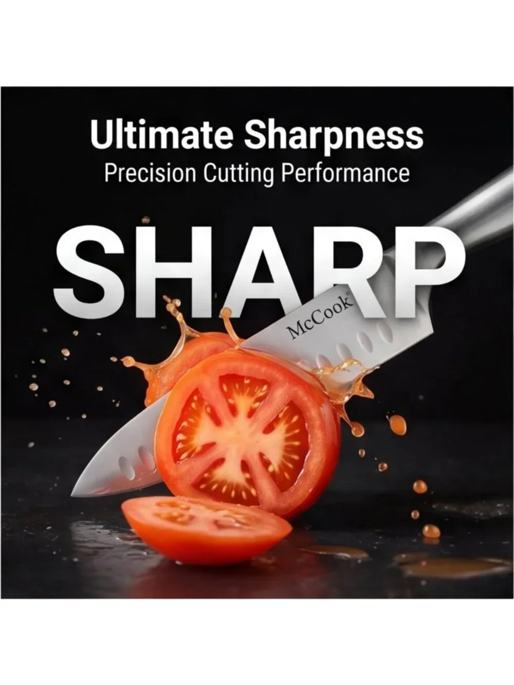 Premium Kitchen Knife Set with Block & Built-in Sharpener - Stainless Steel